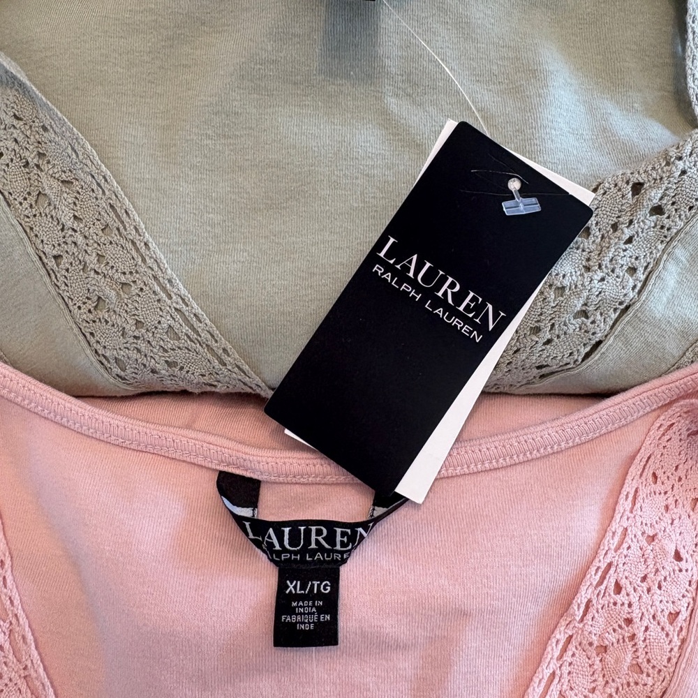 Lot of 3 Lauren Ralph Lauren Lace-Trim Henley Tops XL - Picture 2 of 11